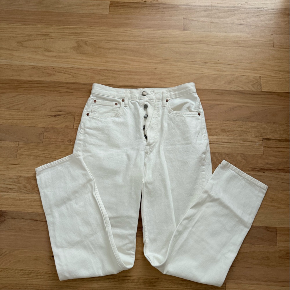 Denim Forum White High-Waisted Jeans